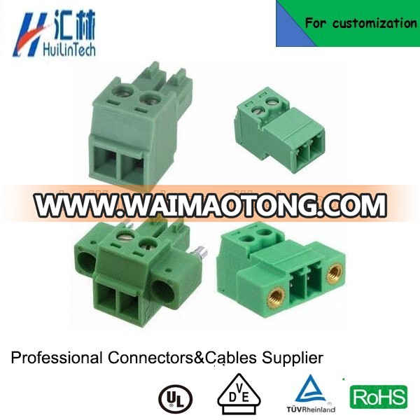 2-way pluggable pitch 3.81mm green screw terminal block